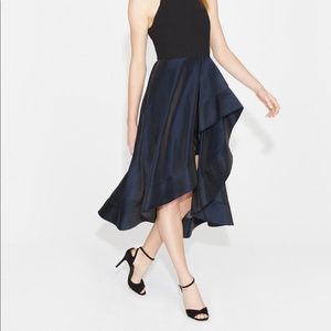 Halston Heritage dark navy flounce skirt